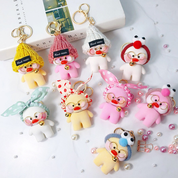 Móc khóa vịt má hồng Lalafanfan mini full phụ kiện